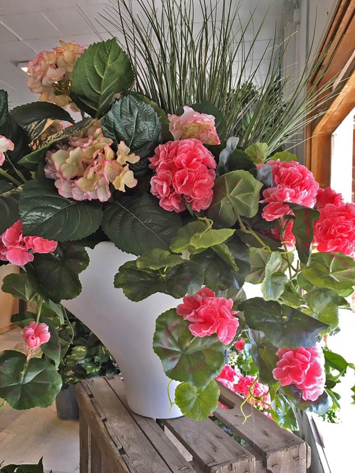 Hängpelargon, rosa, konstgjord hängväxt-0