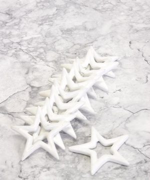 Stjärna, vit keramik 10 st-0