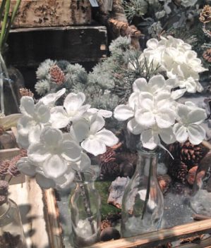 Hortensia, vit med is, konstgjord blomma-4451