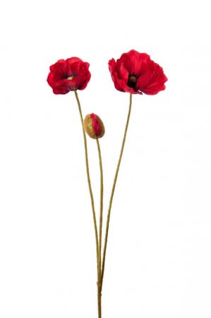 Vallmo, röd, konstgjord blomma-0