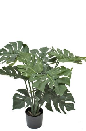 Monstera, konstgjord grön krukväxt-0