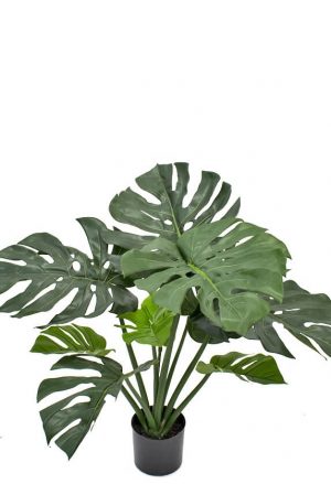 Monstera, konstgjord grön krukväxt-0