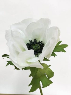 Anemon, vit med svart öga, konstgjord blomma-0