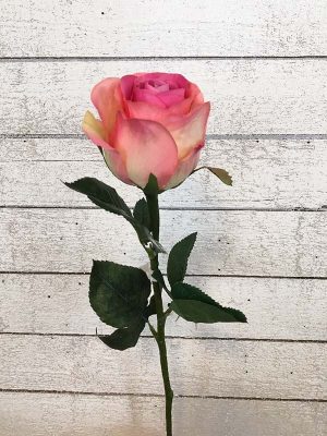 Ros, rosa med creme bas, konstgjord blomma-0