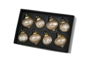 Julgranskula, 8 st minikulor guld mässing-5595