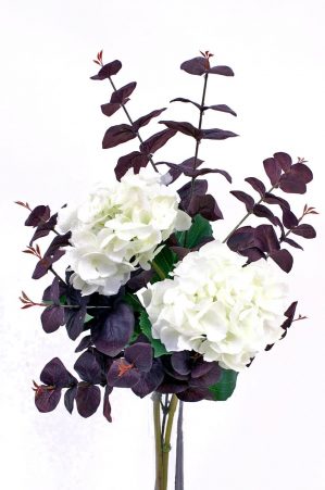 Hortensia, vit, konstgjord blomma-0