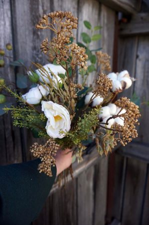 Bukett, Sweet Cotton, handbunden bukett med konstgjorda blommor-5609