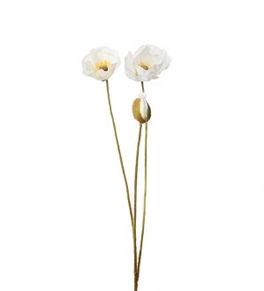 Vallmo, vit, konstgjord blomma-5233