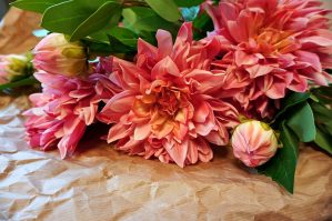 Dahlia, Real touch, rosa, konstgjord blomma-0