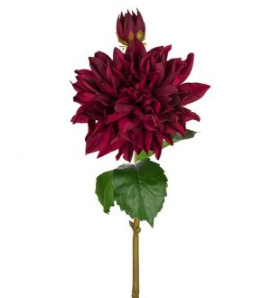 Dahlia, Real touch, vinröd, konstgjord blomma-0