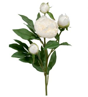 Pion, vit med knoppar, konstgjord blomma-0