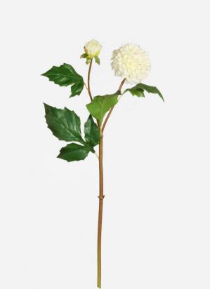 Dahlia med knopp, konstgord blomma, cream/vit-6385