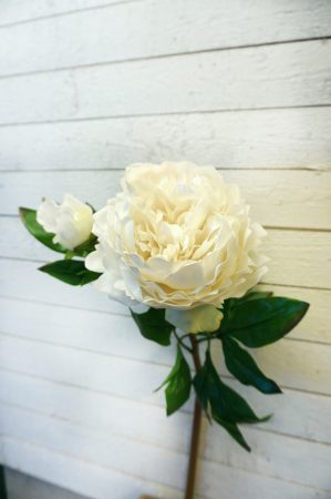 Pion, vit, konstgjord blomma, 65 cm