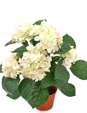 Hortensia, creme, rosa, konstgjord krukväxt, 42 cm