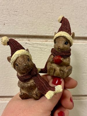 Möss med mössor, stix, 2 stycken, 8 cm